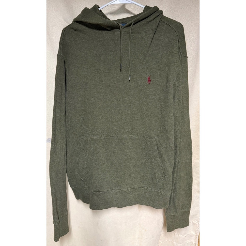Polo Ralph Lauren Mens Olive Green Elbow Patch Pullover Hoodie Sweatshirt L